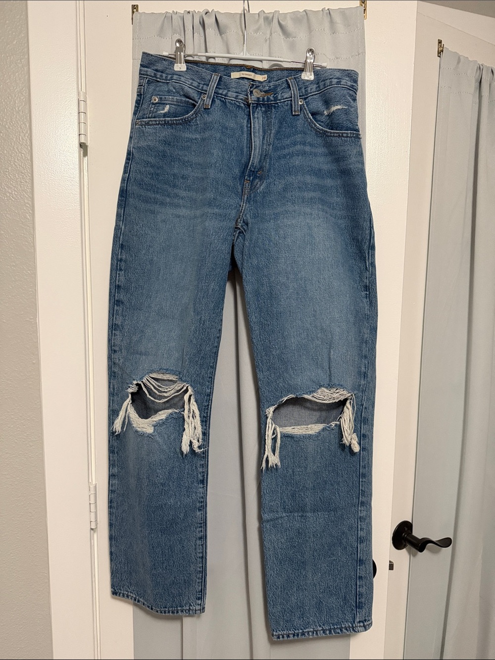 Levi's Medium Blue Distressed Boyfriend Jeans